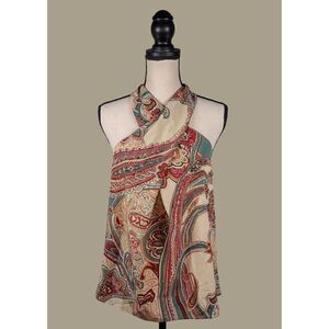 Emery Rose Paisley Print Twist Neck Sleeveless Top Size XL